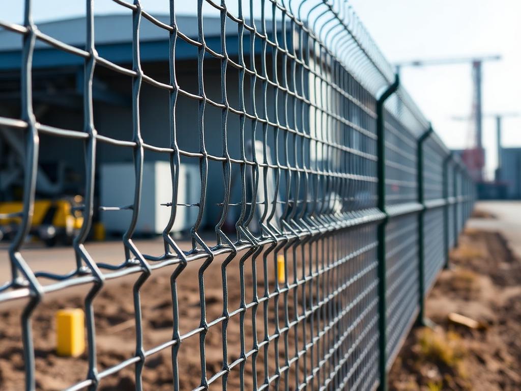 Welded mesh security fencing around an industrial site